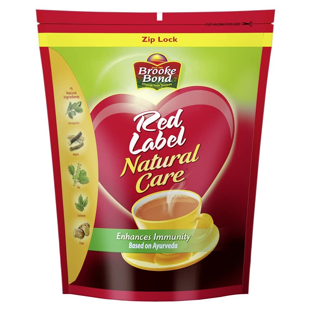 Red Label Natural Care Tea 1 kg Pack, Strong Chai with 5 Natural Ayurvedic Herbs for Immunity - Premium Powdered Black Tea Leaves