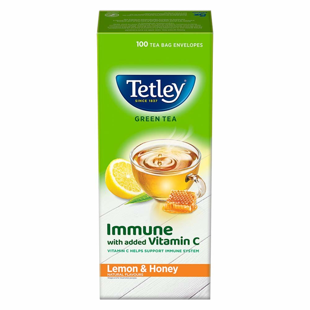 Tetley Green Tea Immune with Added Vitamin C, Lemon and Honey, 100 Tea Bags